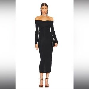 ALLSAINTS Delta Shimmer Bodycon Midi Dress 🖤 sz 0